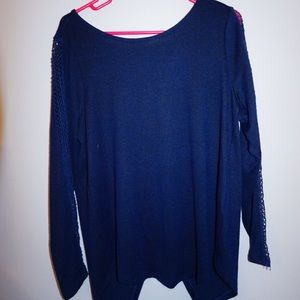 Long sleeve navy blouse